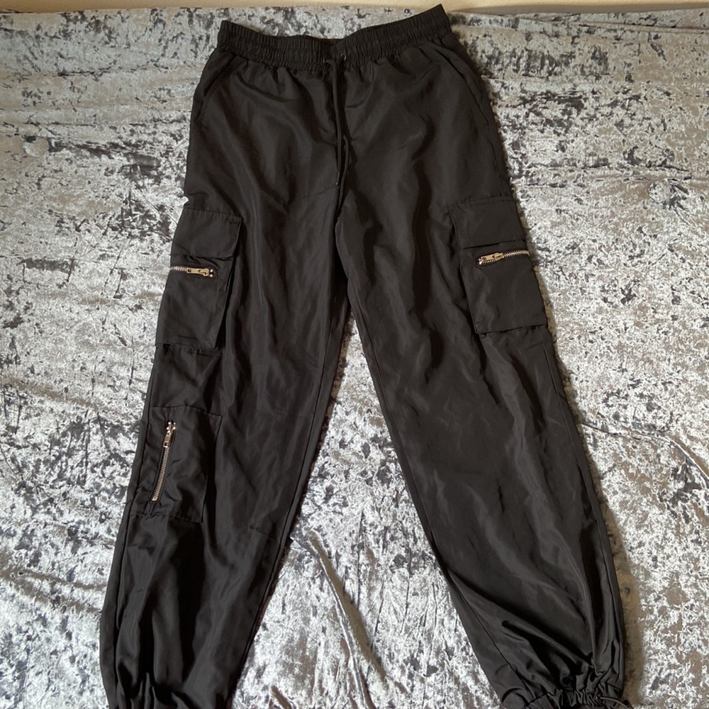 Forever 21 Black Nylon Cargo Pants. Size Small. Never Worn.
